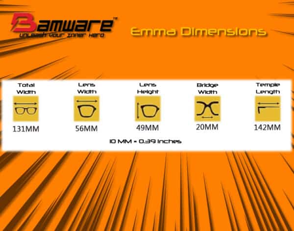 Bamware Emma Gold Square Aviator Sunglasses Dimensions