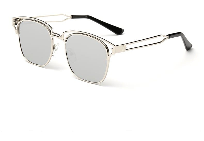 Bamware - Frankie Flat Lens Art Deco Chrome Sunglasses